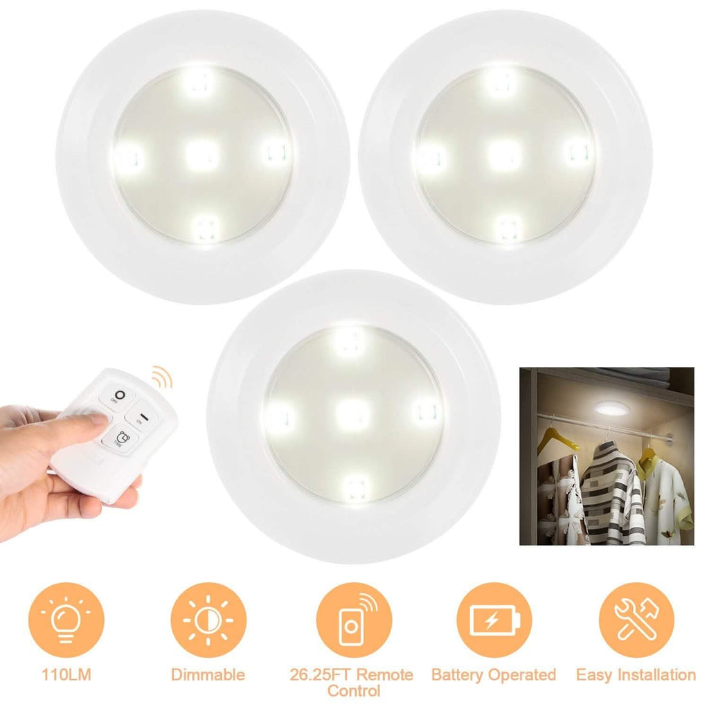 Lot de 3 : Lumières de placard à DEL sans fil en forme de palet
