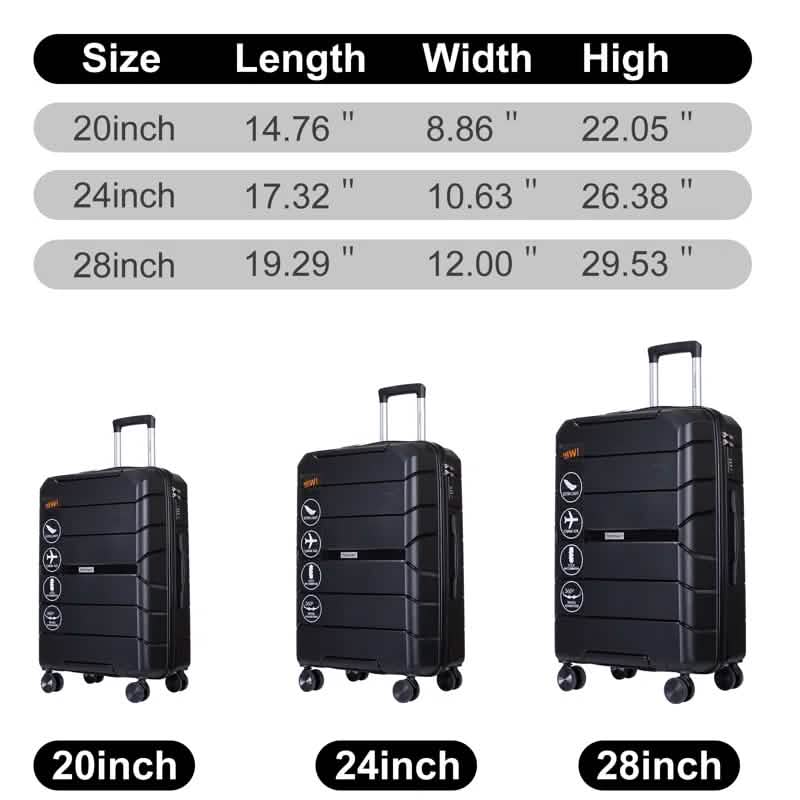 Lot de 3 valises légères avec serrure TSA
