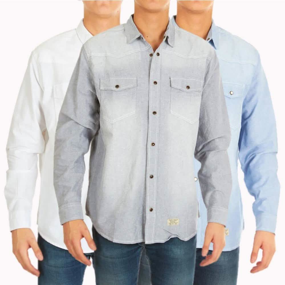 Lot de 3 chemises en jean boutonnées pour hommes – Tailles assorties