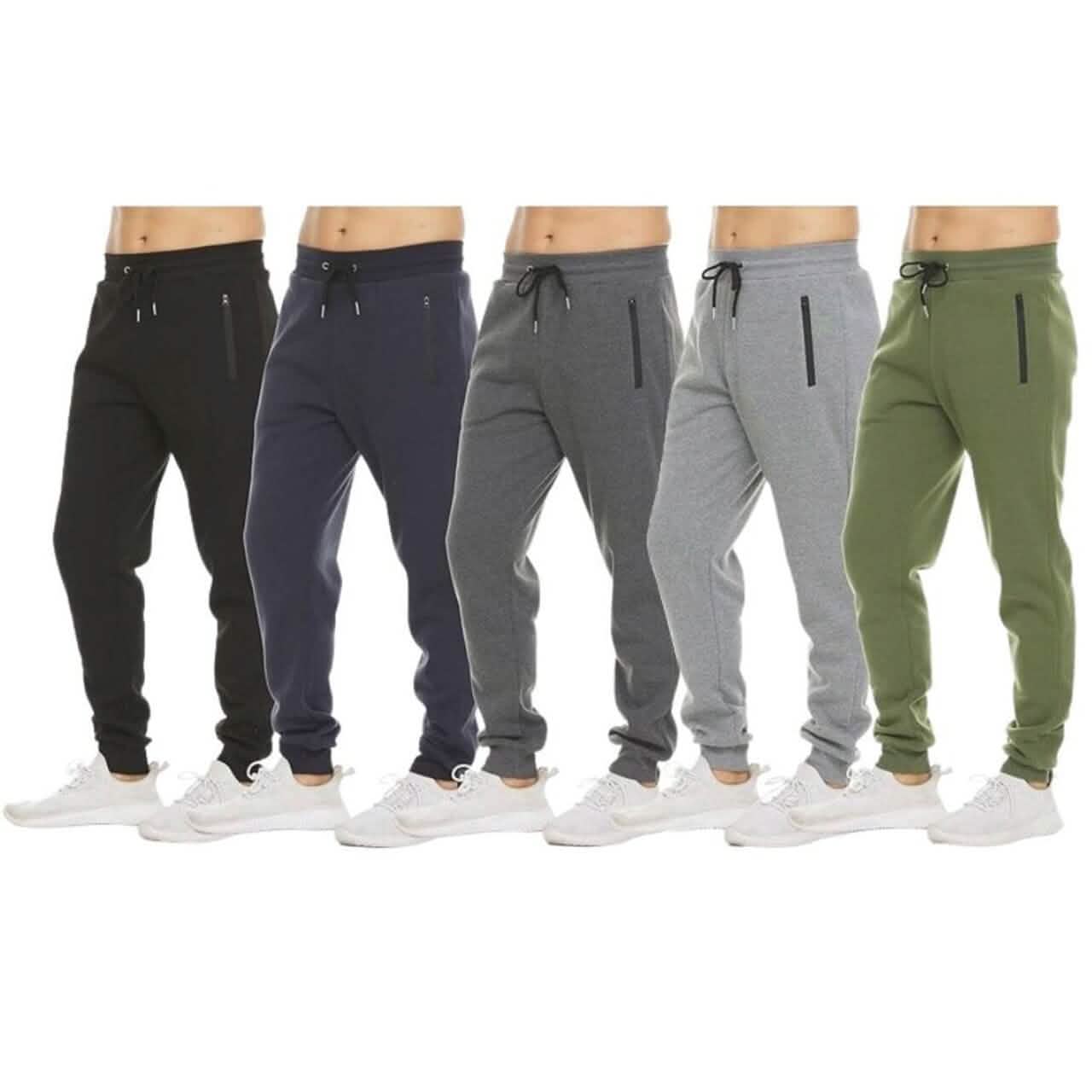 Lot de 3 pantalons de jogging pour homme en molleton avec poches zippées