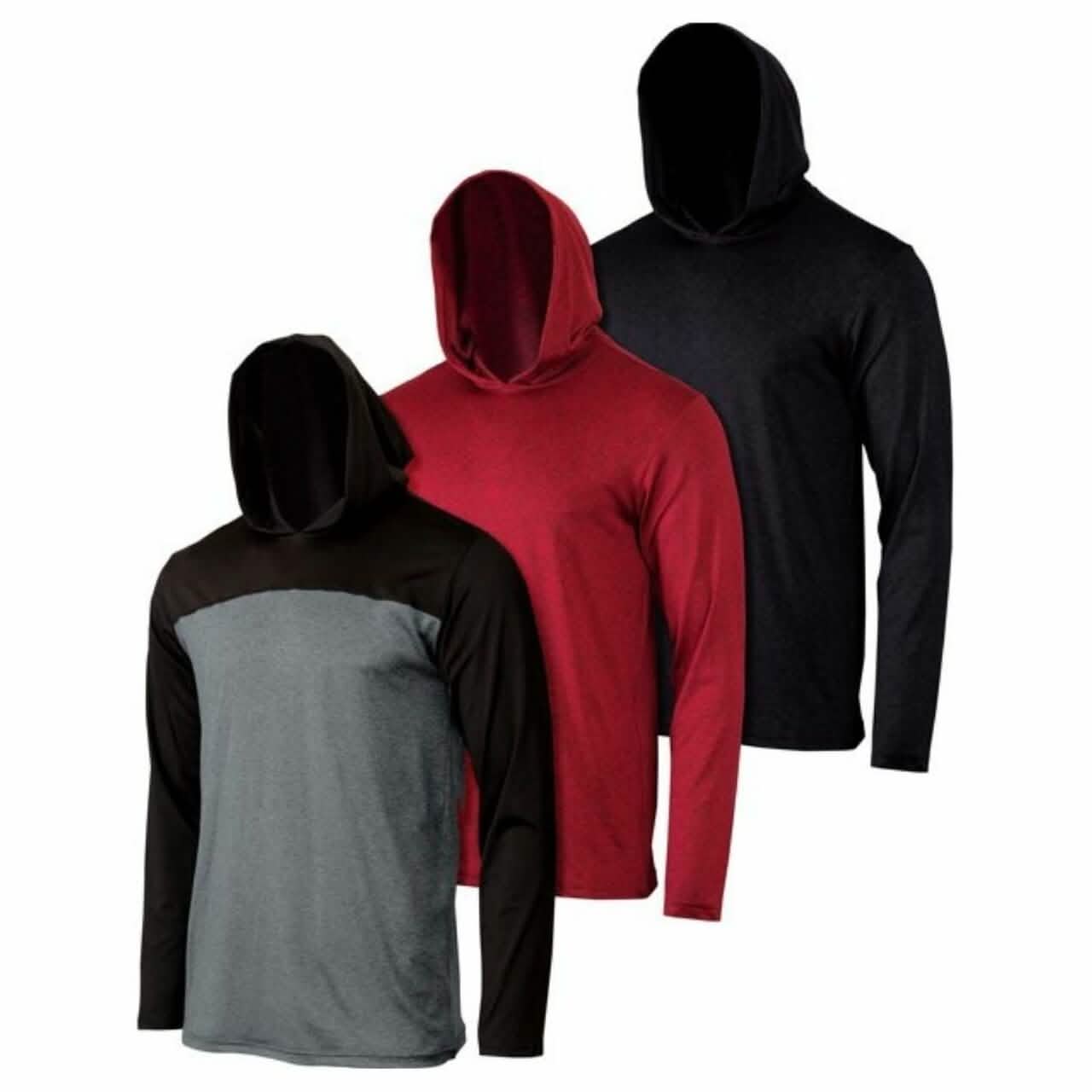 Lot de 3 : Sweats à capuche pull athlétiques pour hommes, évacuant l'humidité
