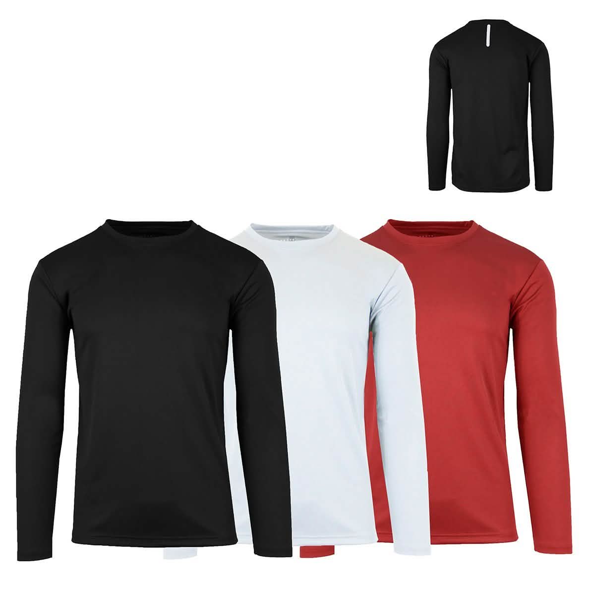 Lot de 3 : T-shirt de sport pour homme, anti-humidité, à manches longues, sans étiquette