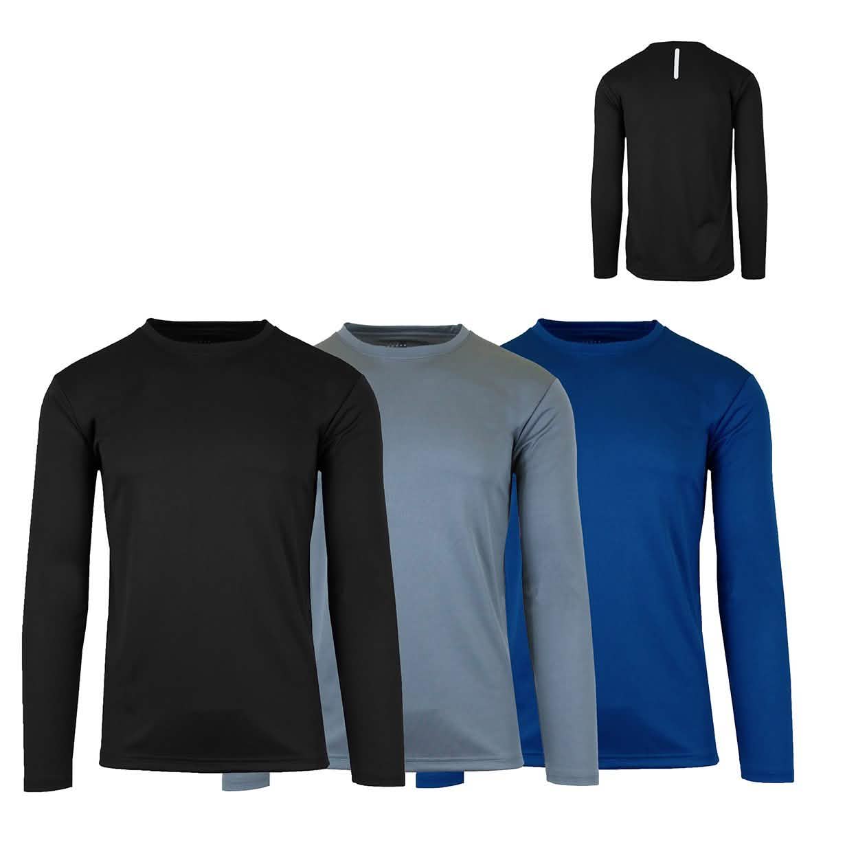 Lot de 3 : T-shirt de sport pour homme, anti-humidité, à manches longues, sans étiquette