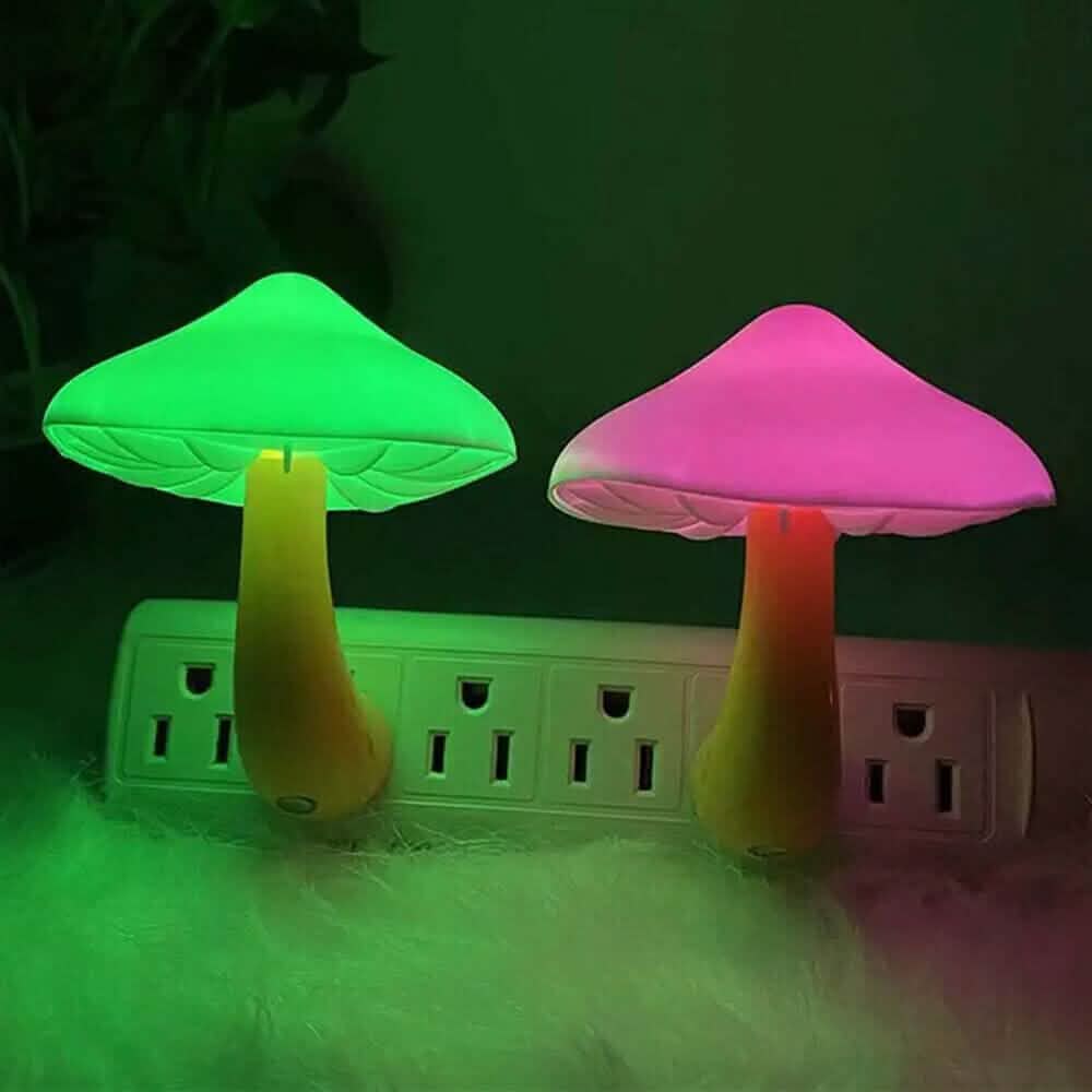 Lot de 3 veilleuses champignons avec capteur crépusculaire