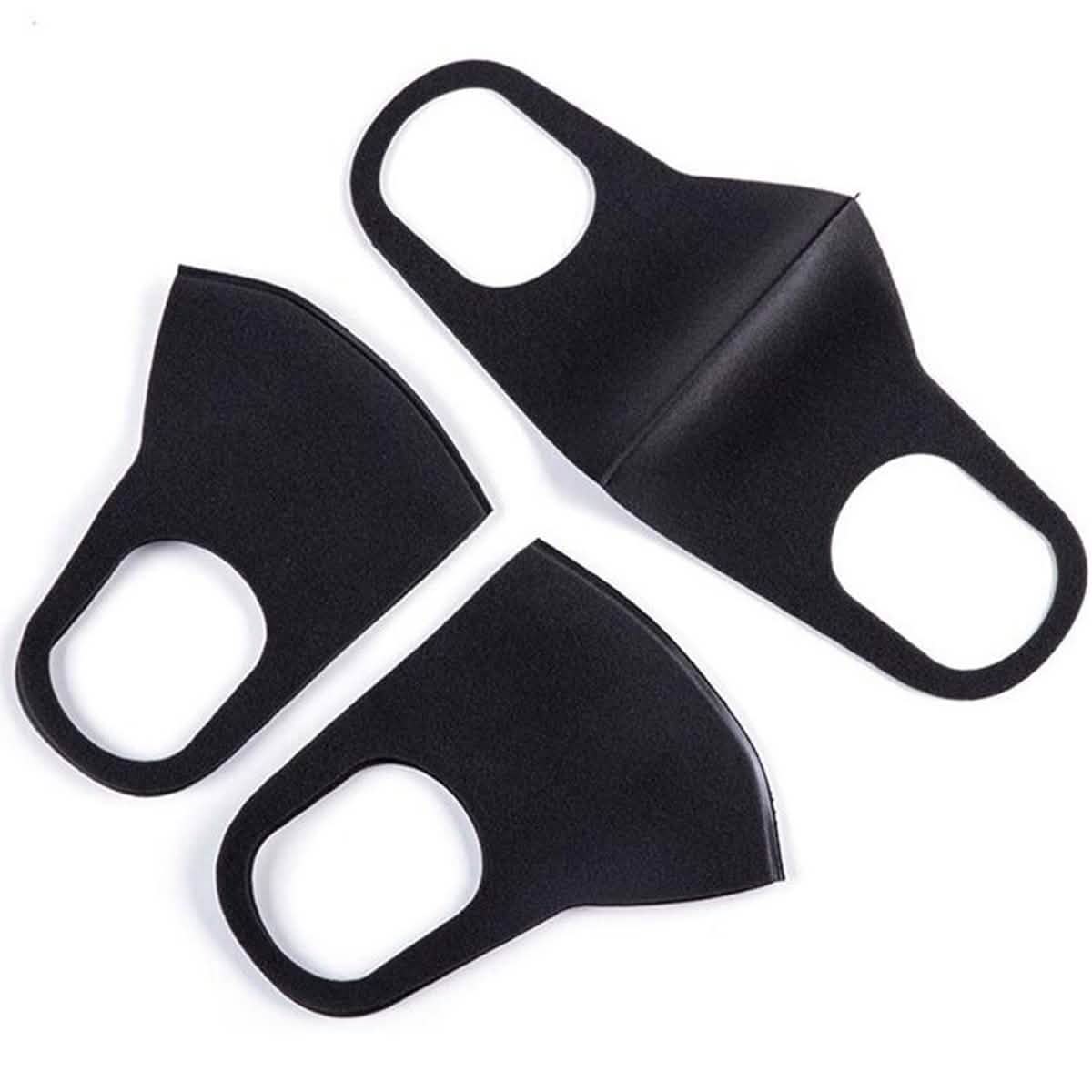 Lot de 3 masques faciaux noirs réutilisables