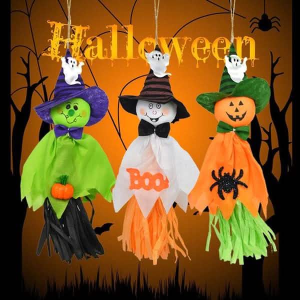 Lot de 3 : Pendentif épouvantail fantôme d'horreur Décoration d'Halloween