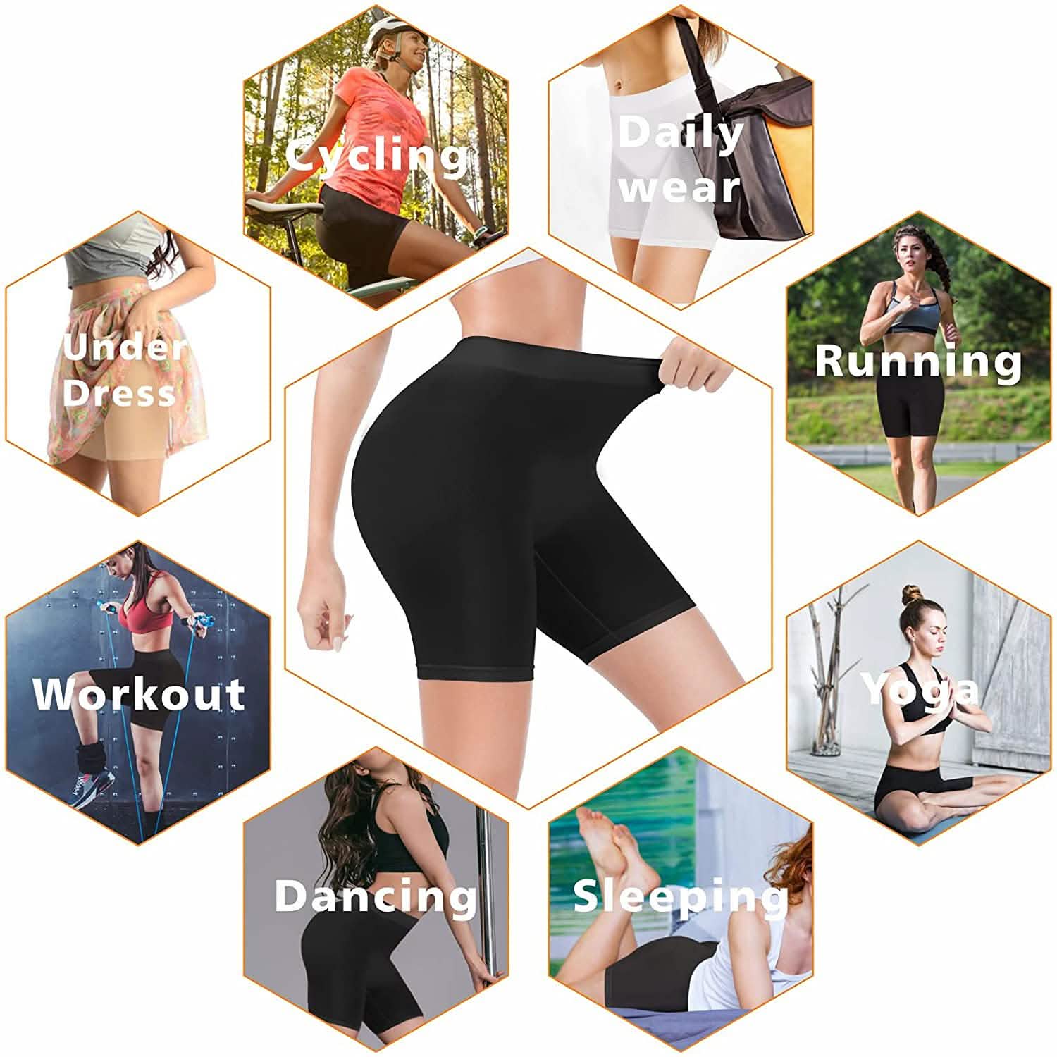 Lot de 3 : Shorty Femme Anti-Frottement pour Robe, Confortable et Doux, Short de Yoga