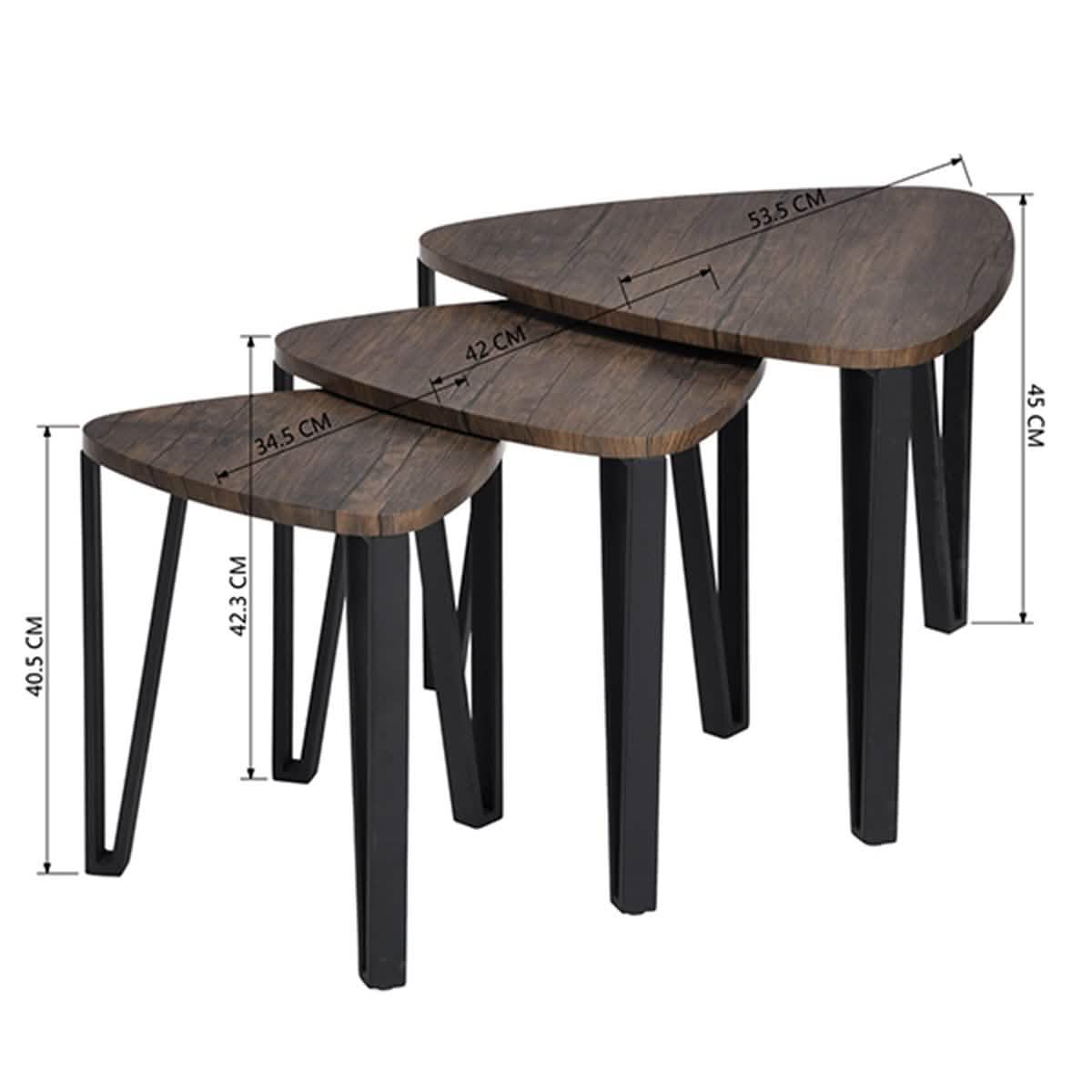 Lot de 3 tables d'appoint gigognes