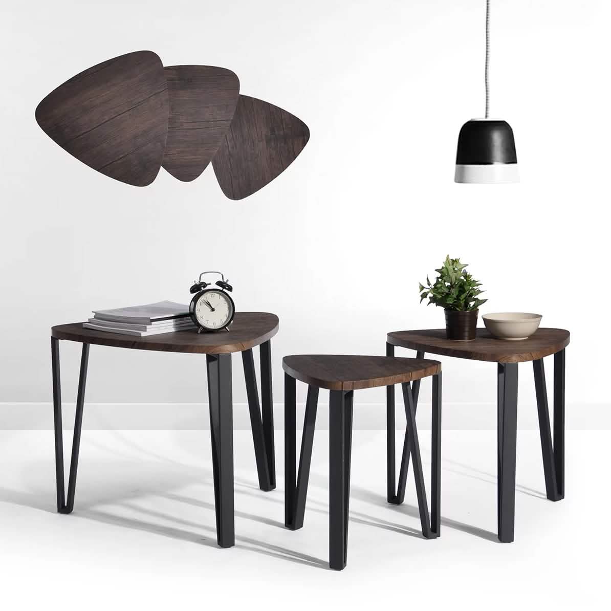 Lot de 3 tables d'appoint gigognes
