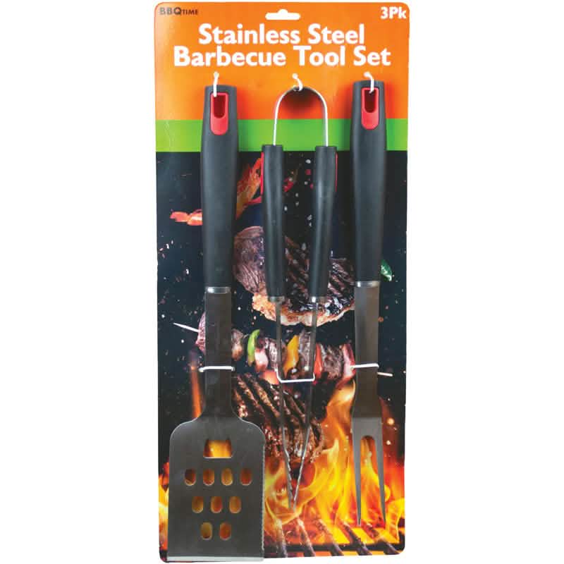 Lot de 3 ustensiles de barbecue en acier inoxydable