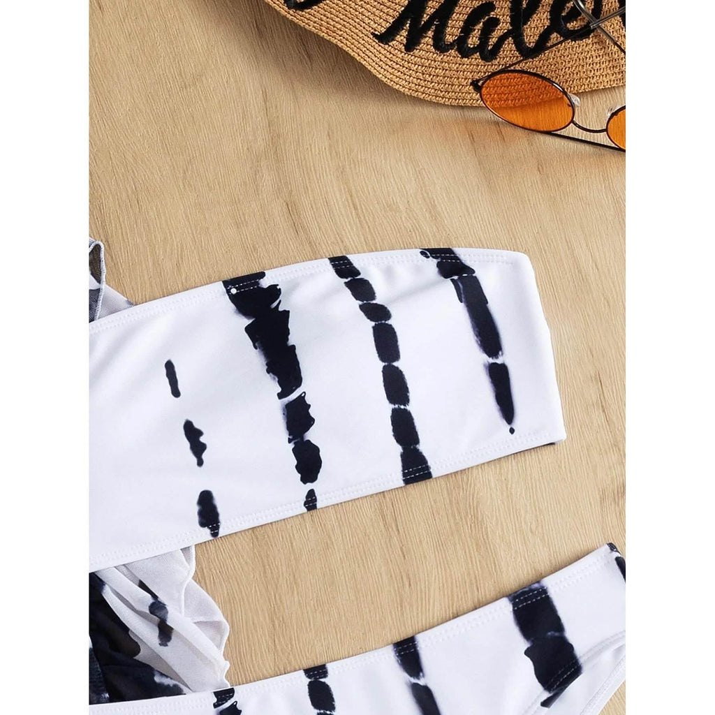 Ensemble 3 pièces : Maillot de Bain Bandeau Tie-Dye & Pantalon Cache-maillot