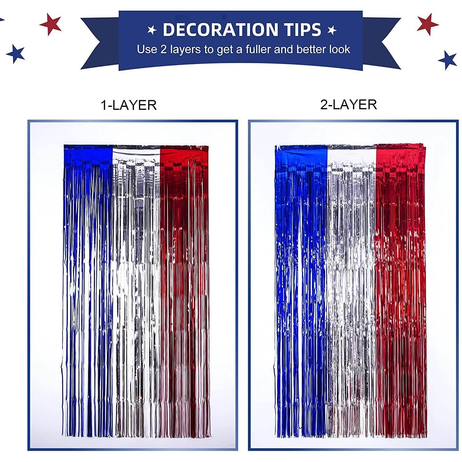 Lot de 3 : Rideaux à franges métalliques brillants