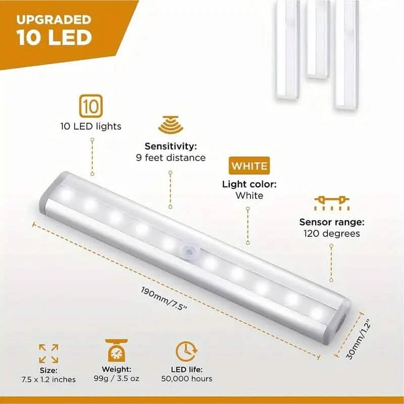 Lot de 3 : éclairage LED sans fil sous armoire avec détecteur de mouvement