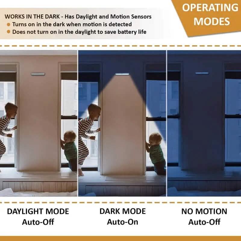 Lot de 3 : éclairage LED sans fil sous armoire avec détecteur de mouvement