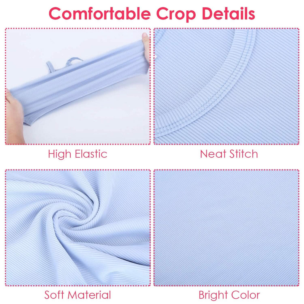 Lot de 3 : Débardeur court basique pour femme en tricot côtelé sans manches