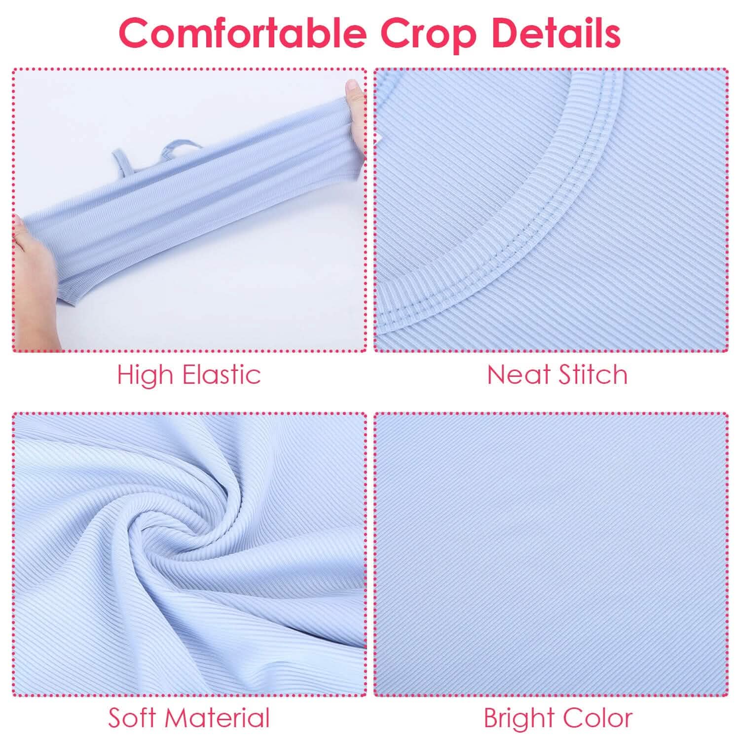 Lot de 3 : Débardeur court basique pour femme en tricot côtelé sans manches