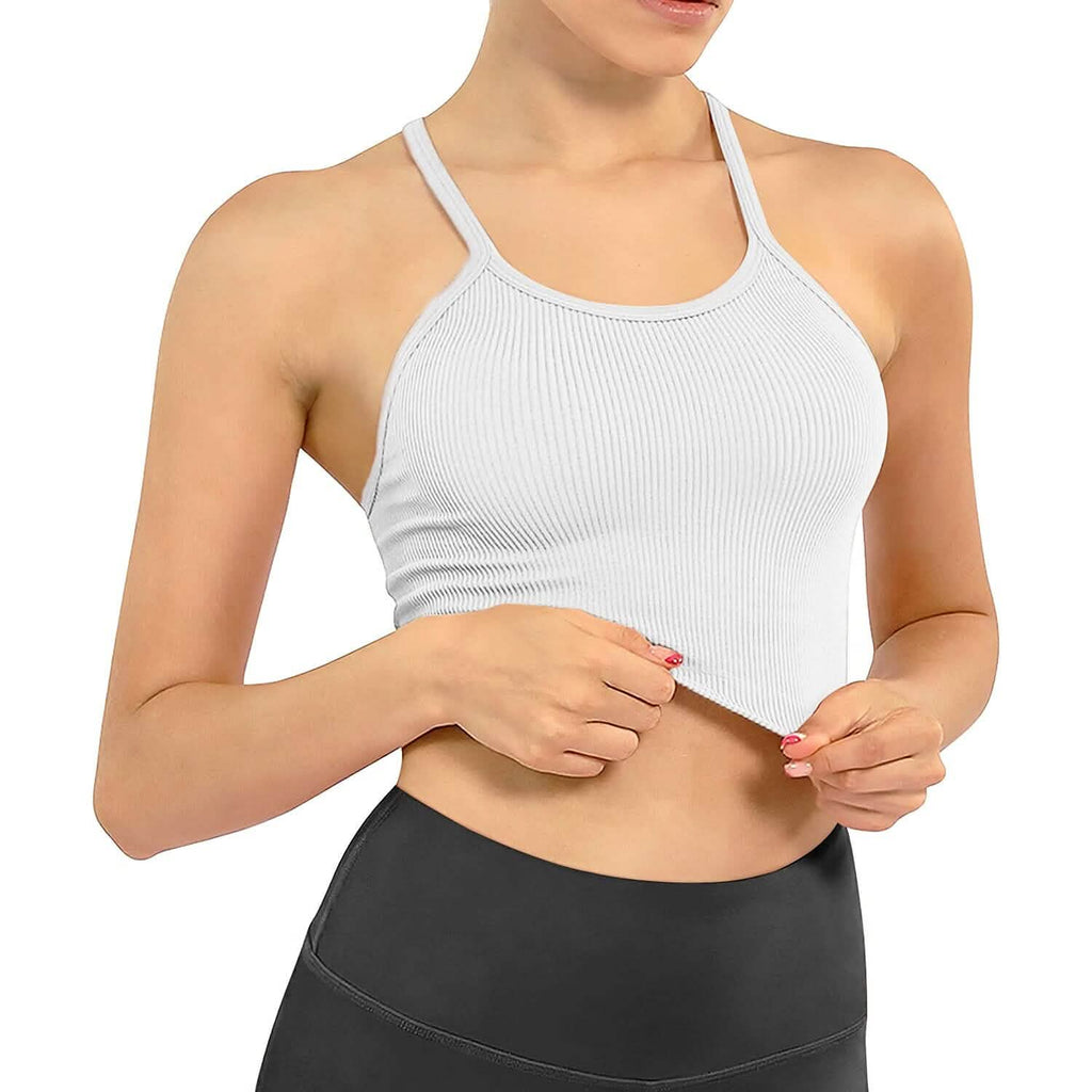 Lot de 3 : Débardeur court basique pour femme en tricot côtelé sans manches