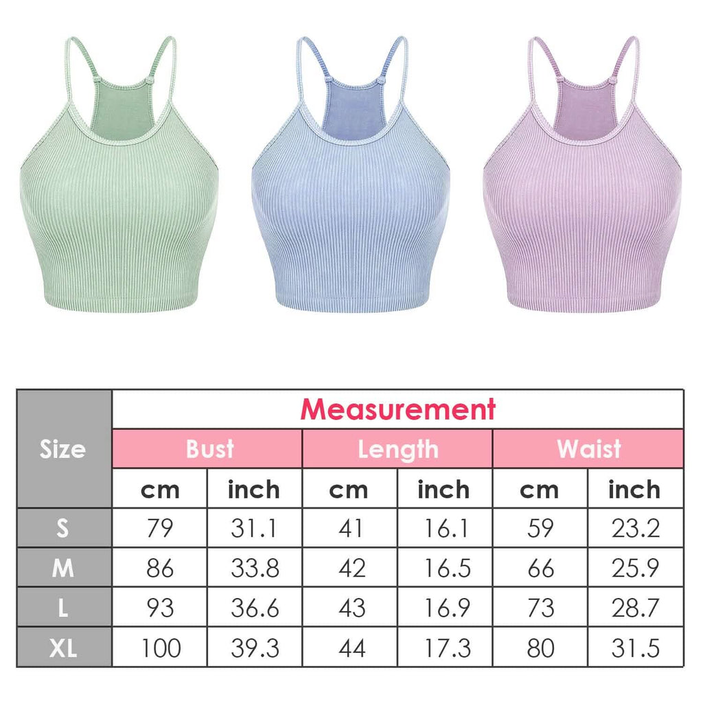 Lot de 3 : Débardeur court basique pour femme en tricot côtelé sans manches
