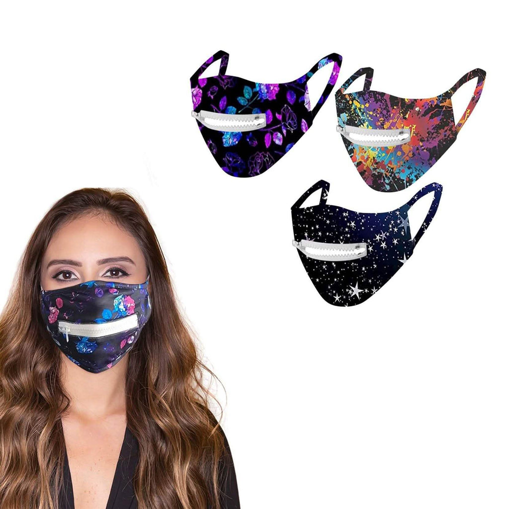 Lot de 3 : Masque en coton réutilisable à fermeture éclair pour usage quotidien