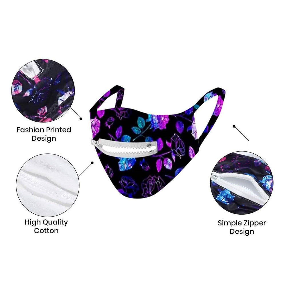 Lot de 3 : Masque en coton réutilisable à fermeture éclair pour usage quotidien