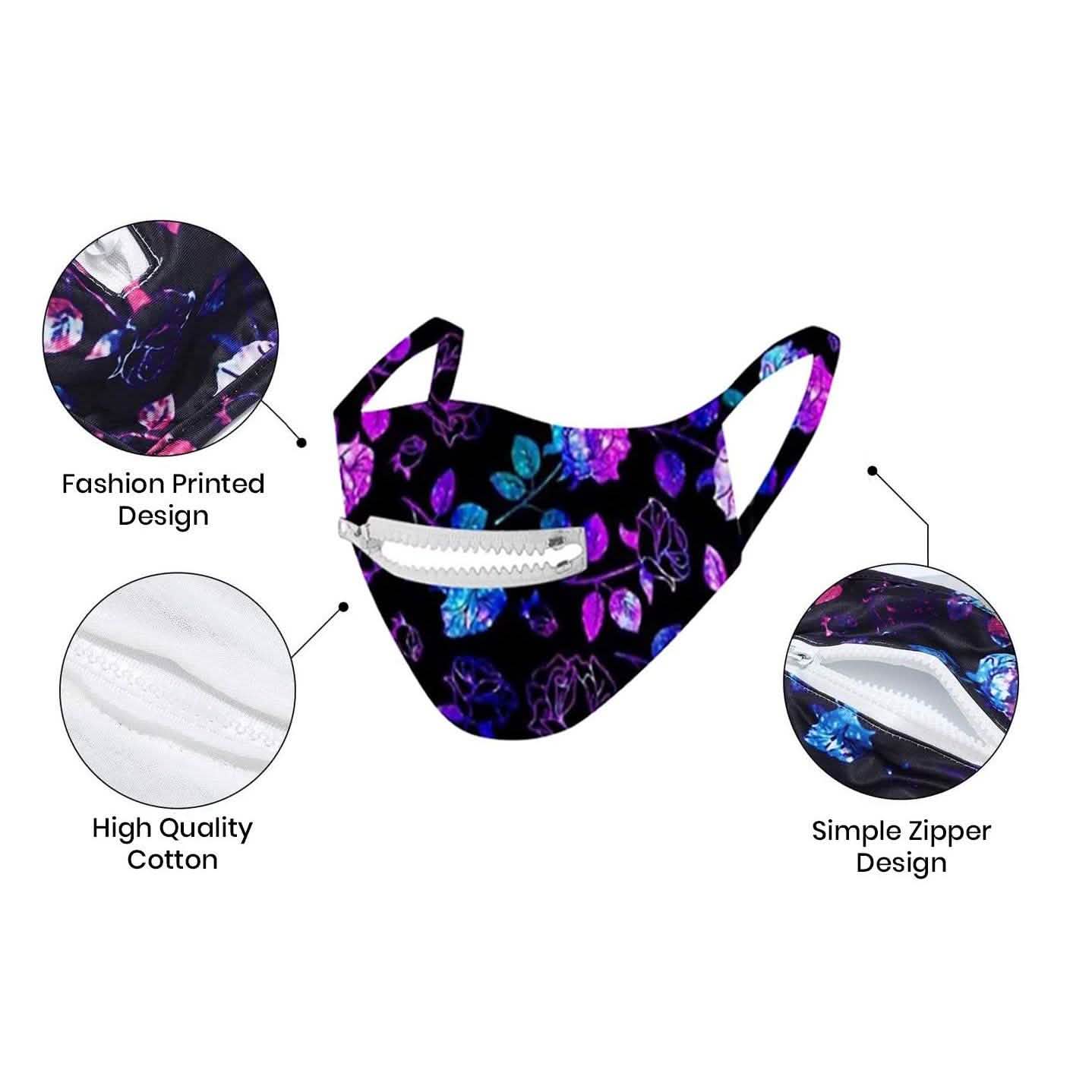 Lot de 3 : Masque en coton réutilisable à fermeture éclair pour usage quotidien