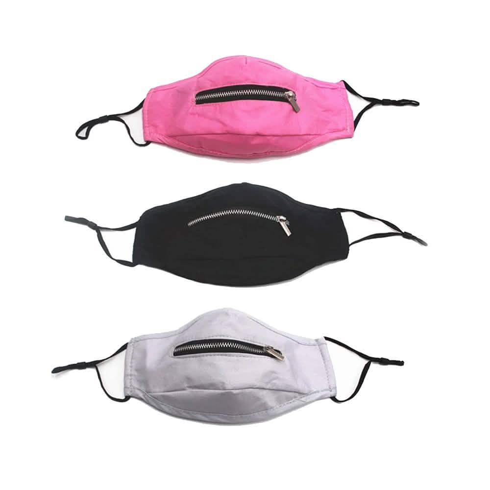 Lot de 3 : Masque en coton réutilisable à fermeture éclair pour usage quotidien