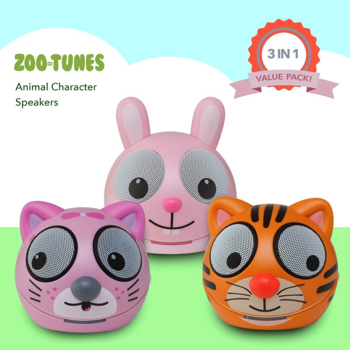 Lot de 3 : Enceinte Stéréo Portable Compacte Bluetooth Zootunes