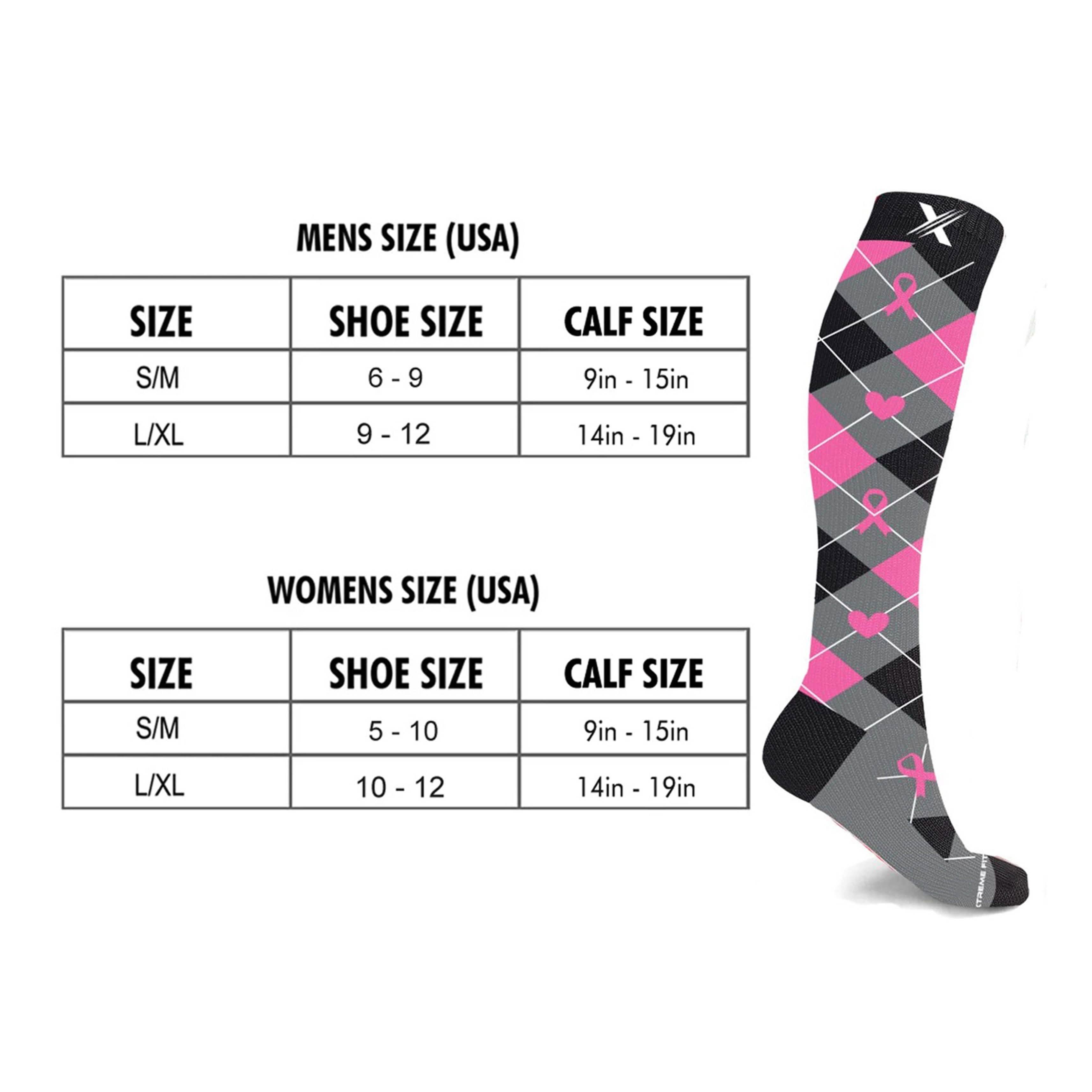 Lot de 3 : Chaussettes de compression montantes "Sensibilisation au cancer du sein"