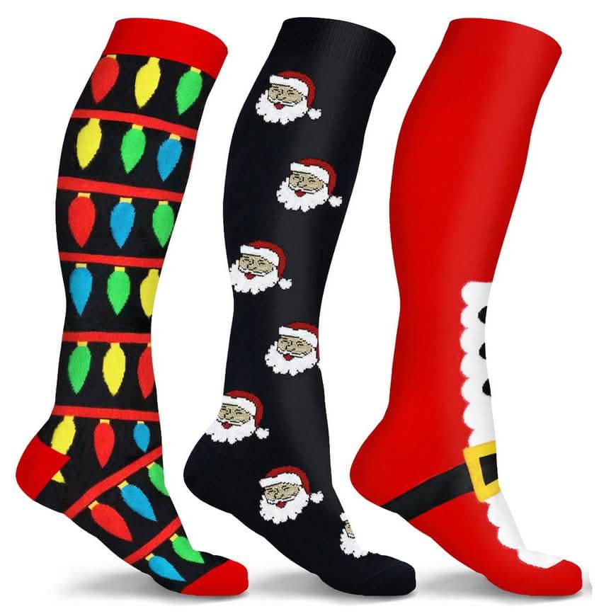 Lot de 3 paires : chaussettes de compression montantes aux genoux Holiday