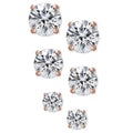 Ensemble de 3 paires : clous d'oreilles en argent sterling et cristal