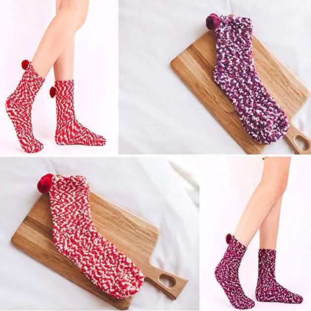 Lot de 3 paires : Chaussettes en laine pour bas de Noël – Cadeau de Noël pour femmes