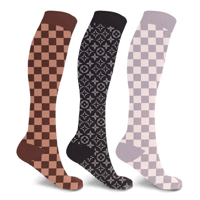 3 paires : Chaussettes de contention hautes, inspirées des créateurs