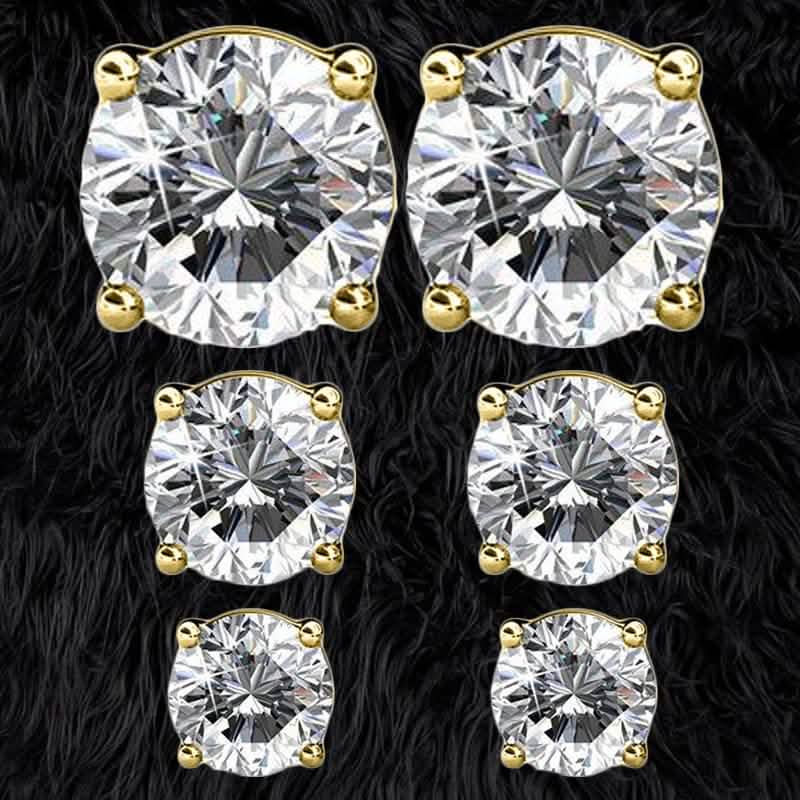 3 Paires : Boucles d'oreilles clous en cristal "Éléments d'amour"
