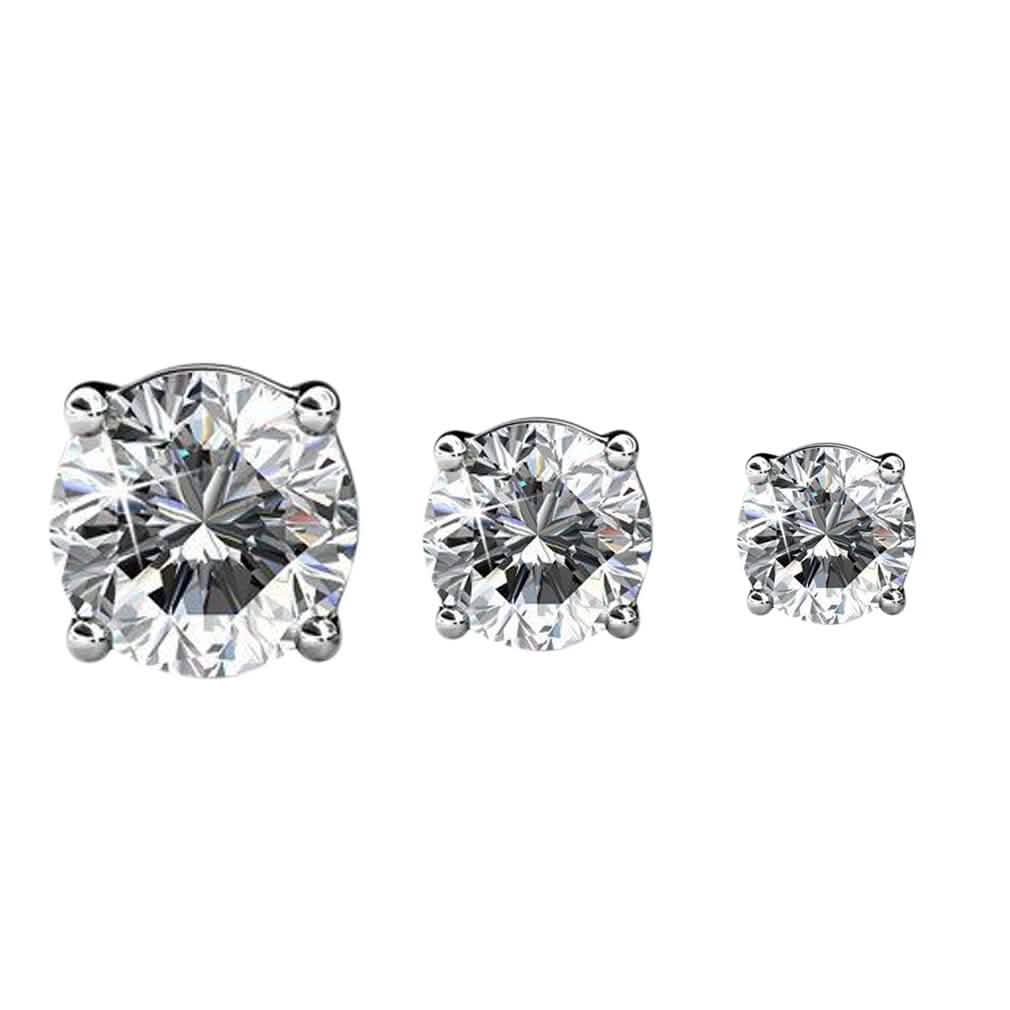 3 Paires : Boucles d'oreilles clous en cristal "Éléments d'amour"