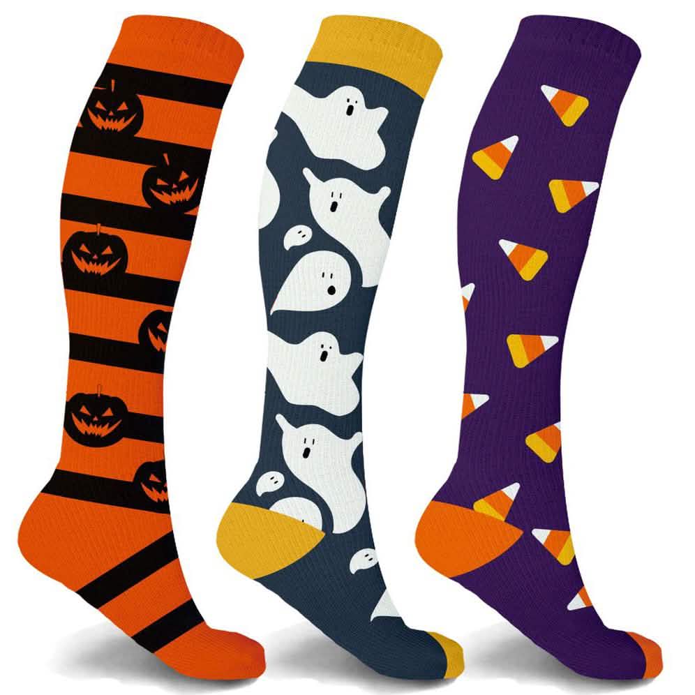 3 paires de chaussettes de compression montantes "Halloween Fun"