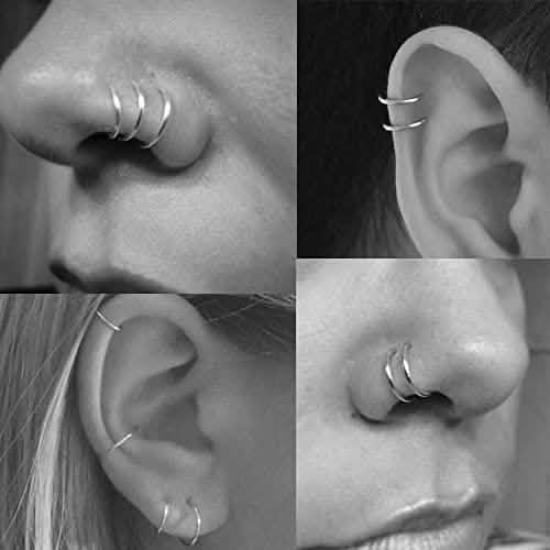 Lot de 3 paires de petites boucles d'oreilles créoles en argent sterling