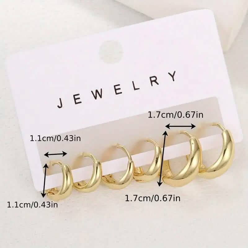 3 paires : boucles d'oreilles en cuivre, élégantes et simples