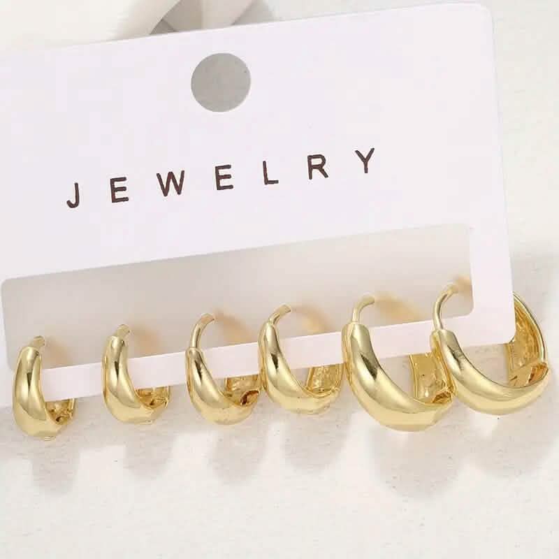 3 paires : boucles d'oreilles en cuivre, élégantes et simples
