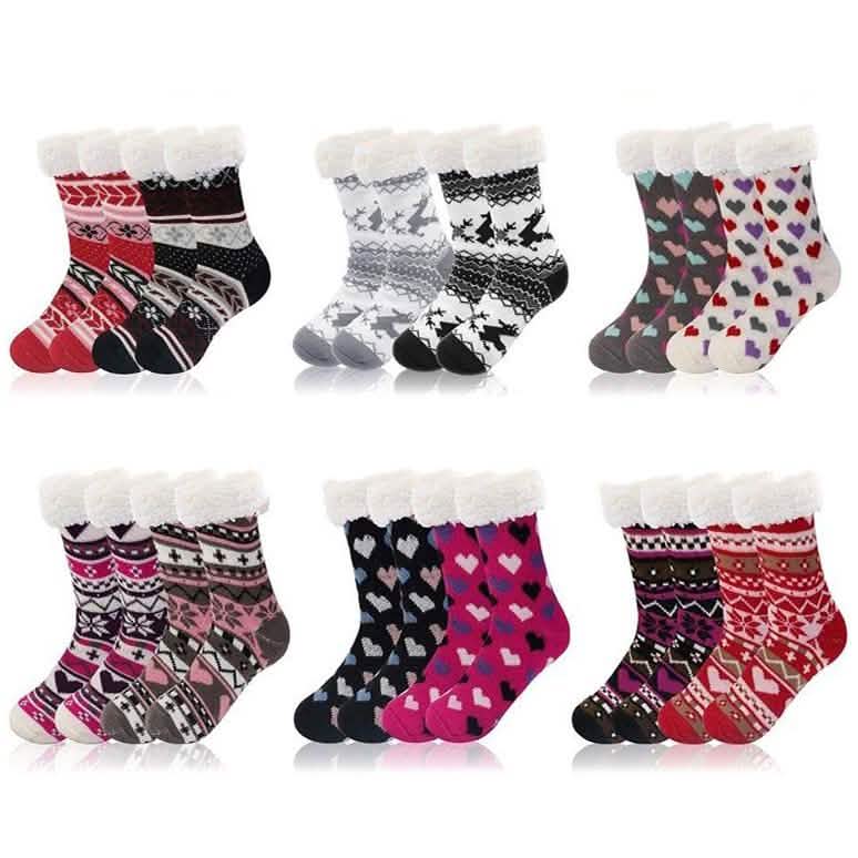 3 paires : Chaussettes-chaussons douces en sherpa assorties pour femme