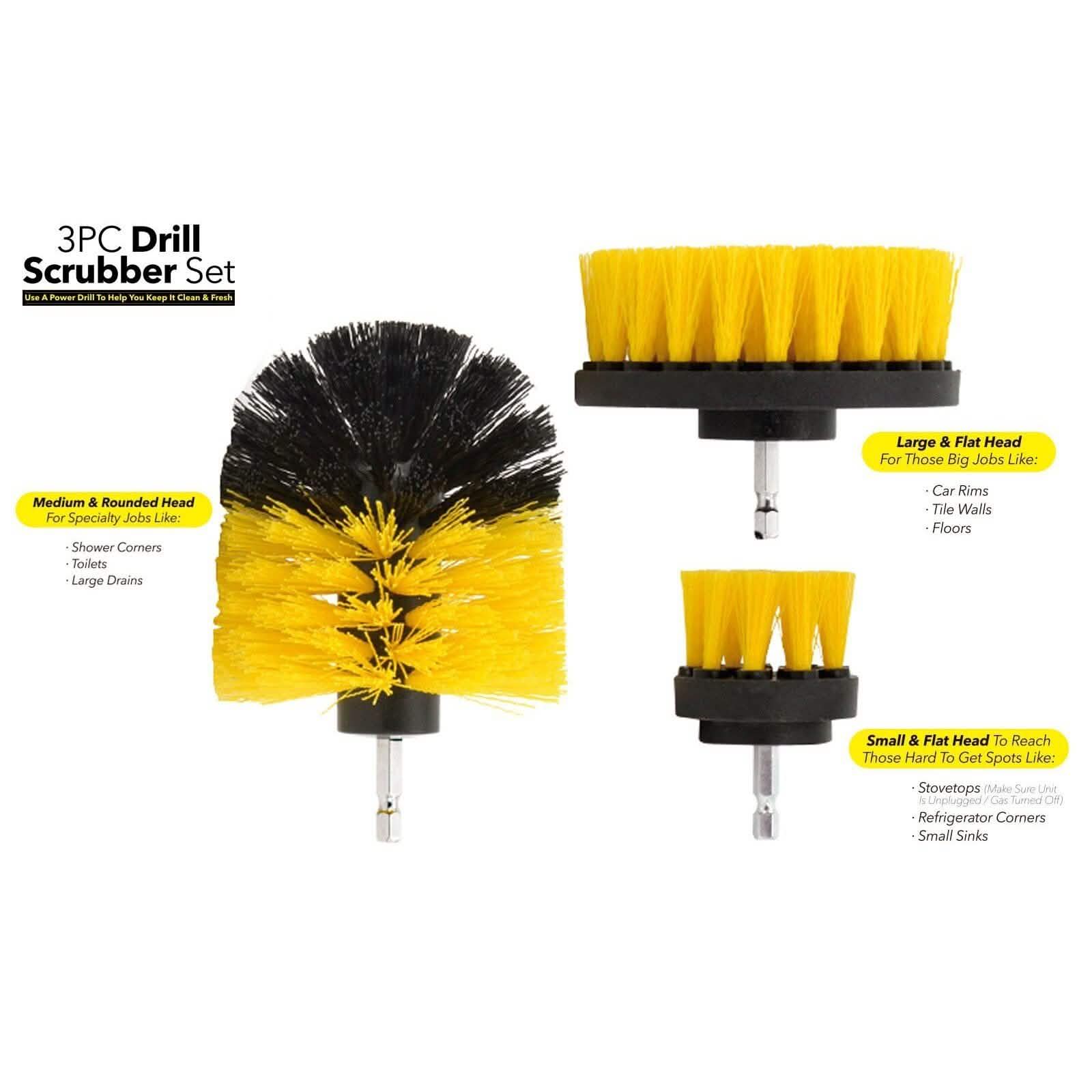 3 pièces : Kit de brosses de nettoyage pour perceuse, toutes surfaces