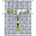 Ensemble 3 pièces : Vitrage de cuisine semi-transparent à motif floral chic et cantonnière