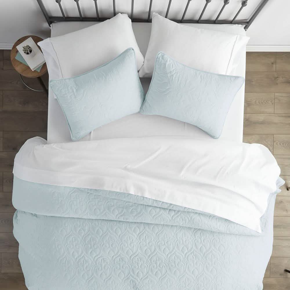 3 pièces : Ensemble de couvre-lit matelassé en damassé