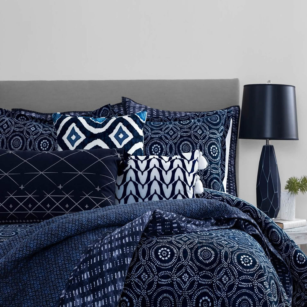 3-pièces : Ensemble de Couette en Coton Tissu Bogolan Indigo Global