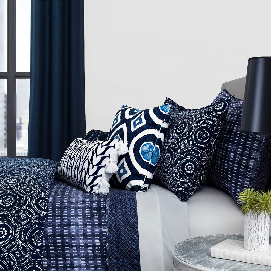 3-pièces : Ensemble de Couette en Coton Tissu Bogolan Indigo Global