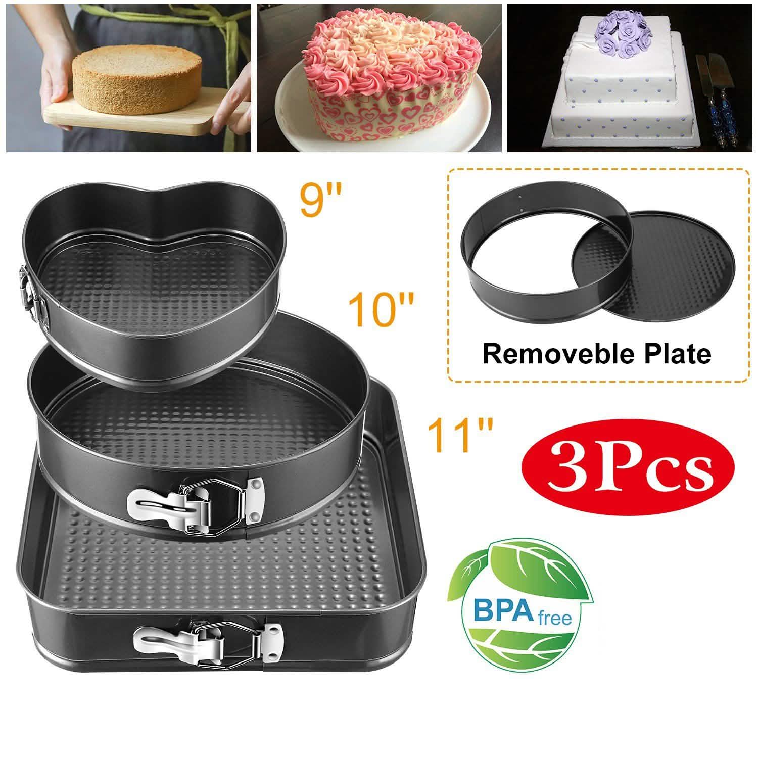 Lot de 3 moules à charnière antiadhésifs à fond amovible