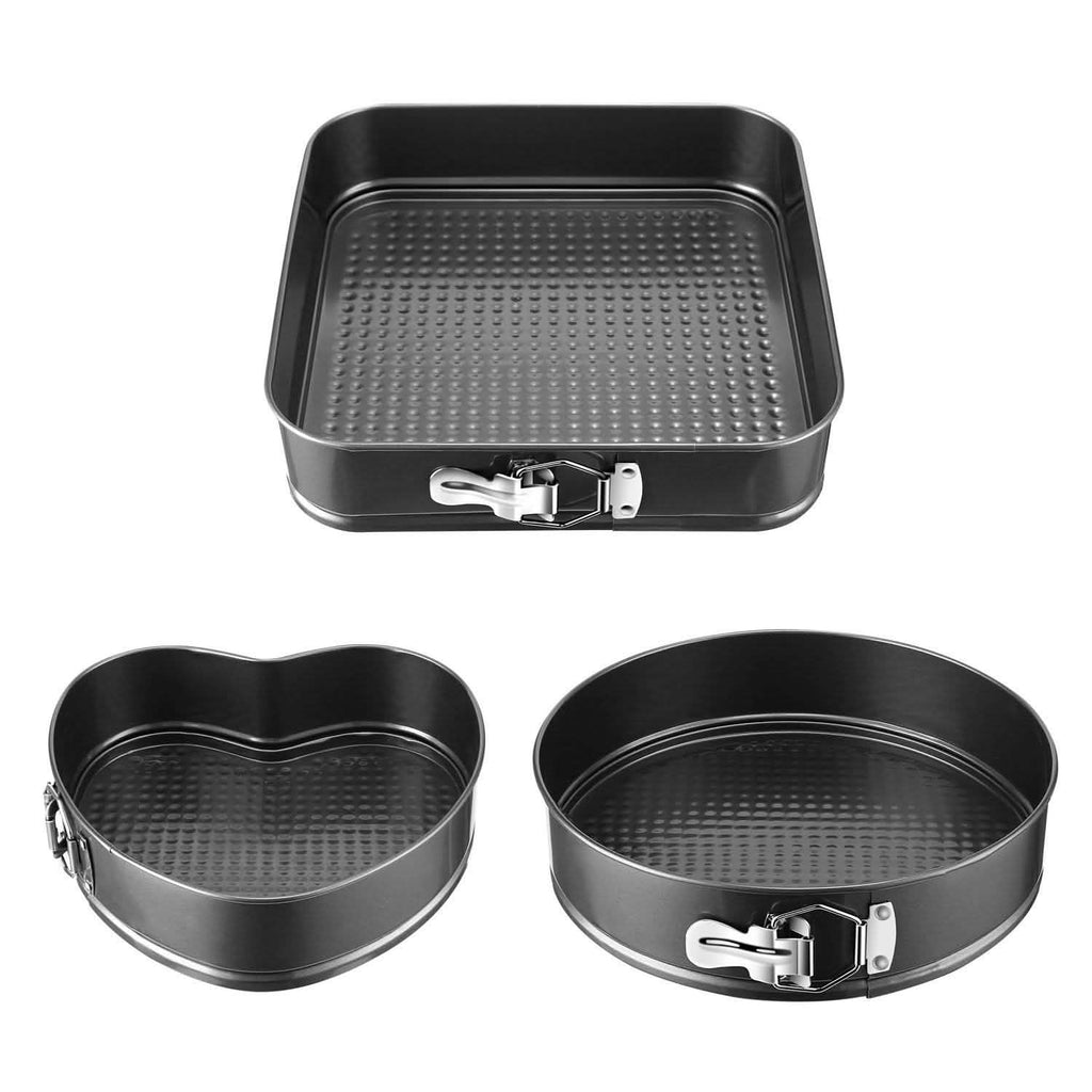 Lot de 3 moules à charnière antiadhésifs à fond amovible