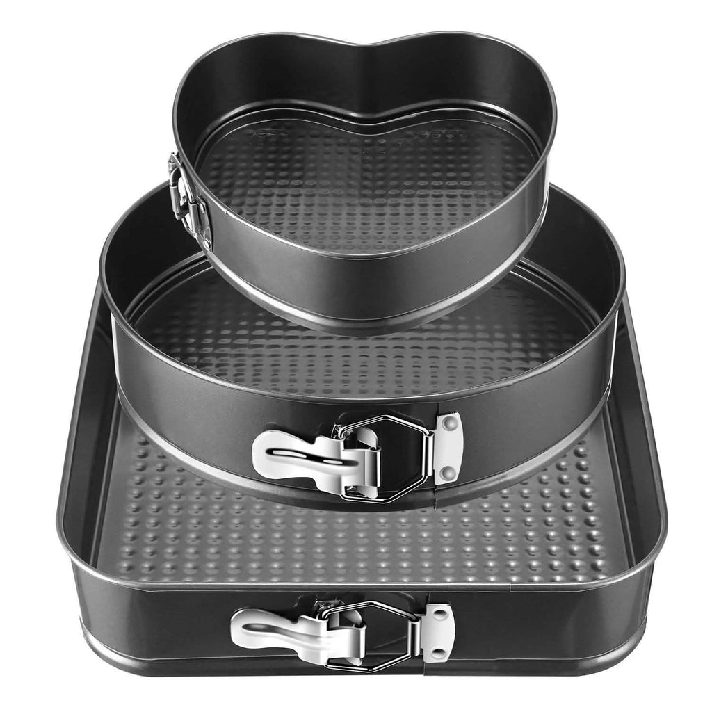 Lot de 3 moules à charnière antiadhésifs à fond amovible