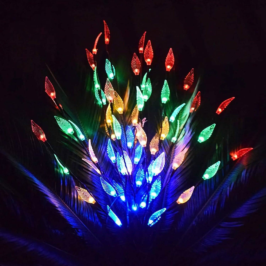 Ensemble de 3 : 60 LED solaires pour jardin, forme de feuille de branche, lampe