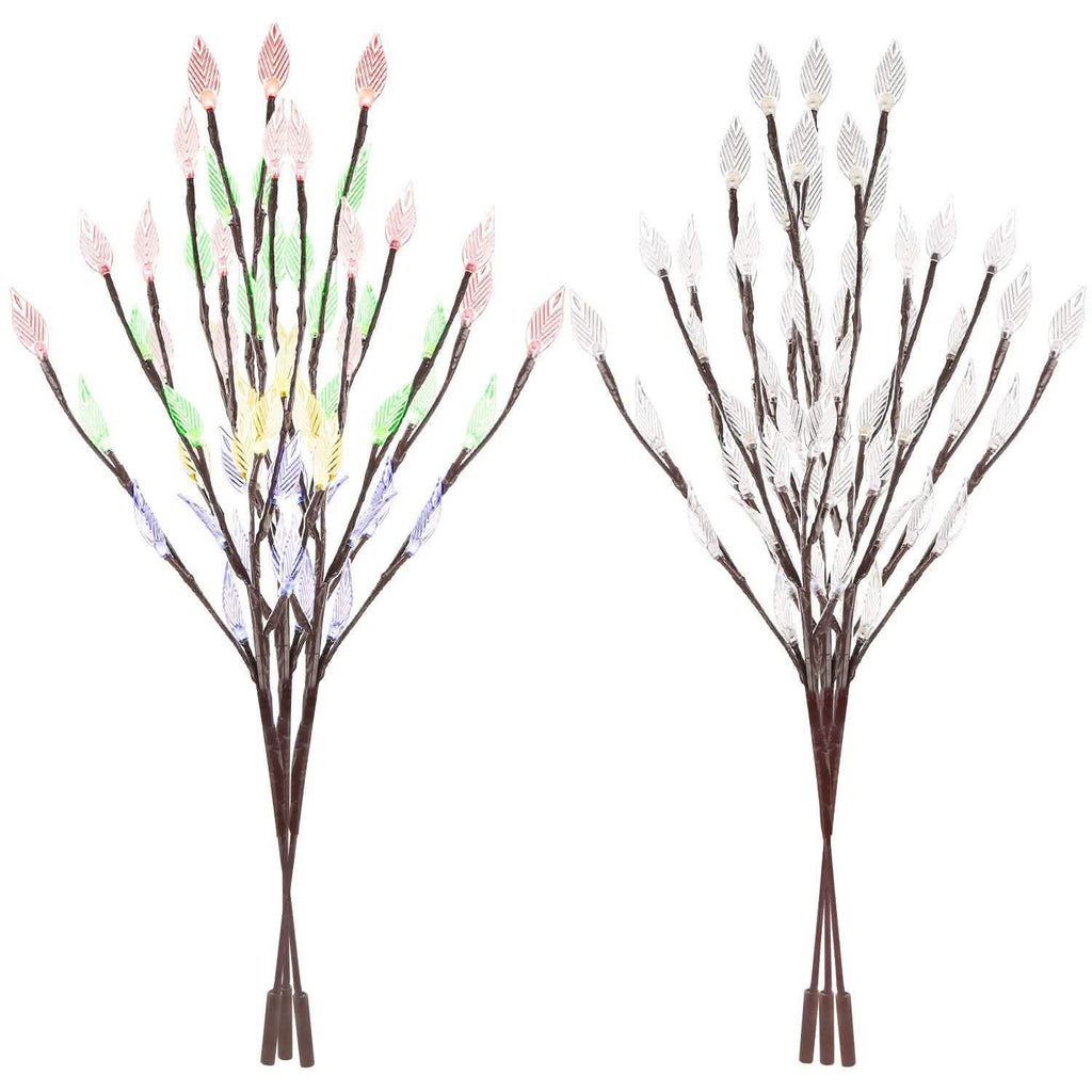 Ensemble de 3 : 60 LED solaires pour jardin, forme de feuille de branche, lampe