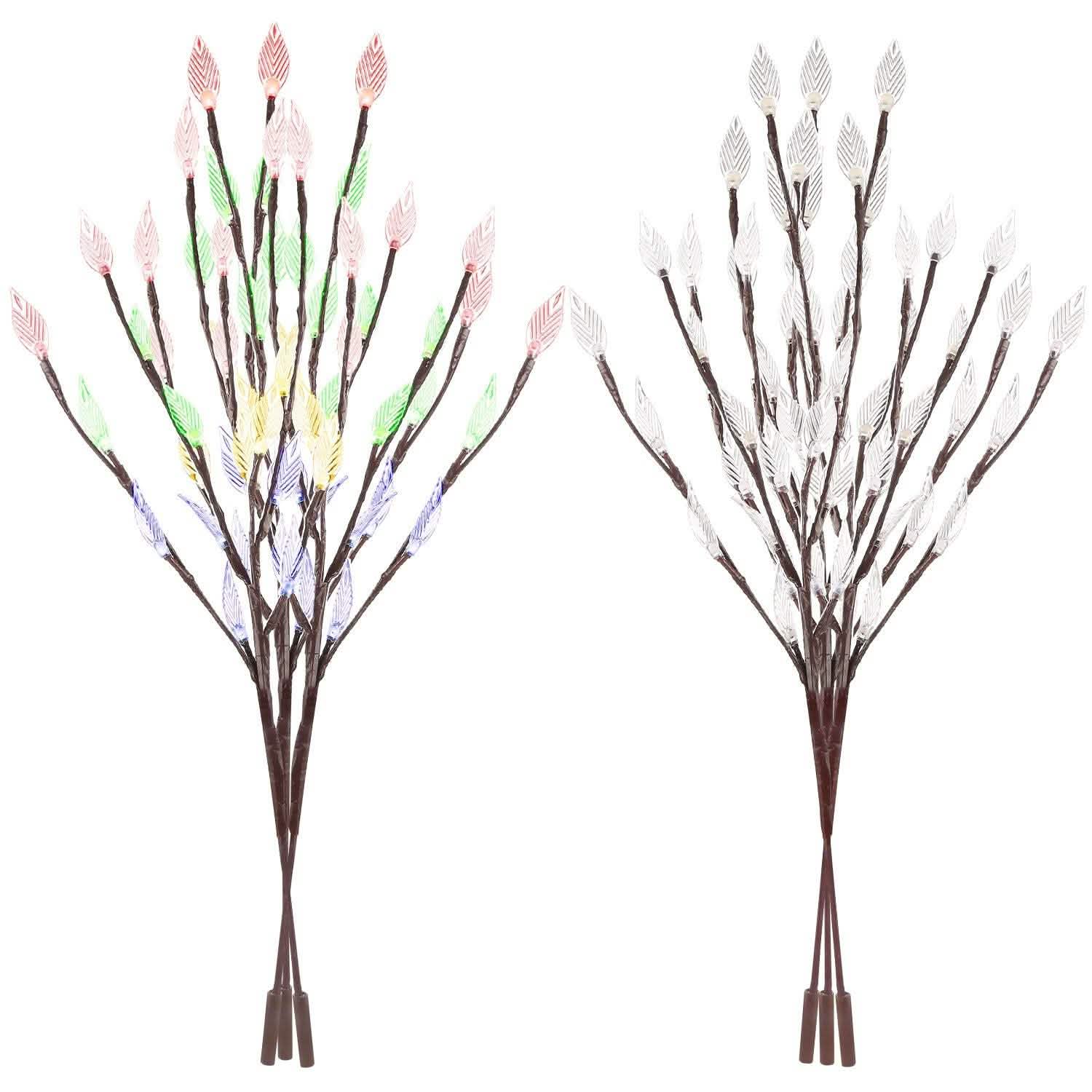 Ensemble de 3 : 60 LED solaires pour jardin, forme de feuille de branche, lampe